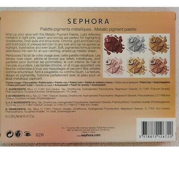 Sephora Collection Metallic Pigment Palette 6x3.38g/0.12oz SEALED IN BOX - Picture 4 of 8